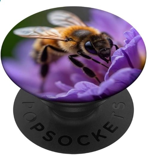 popsockets apiculture apiculteur alveoles abeilles abeille sur fleur violette cadeau apiculteur